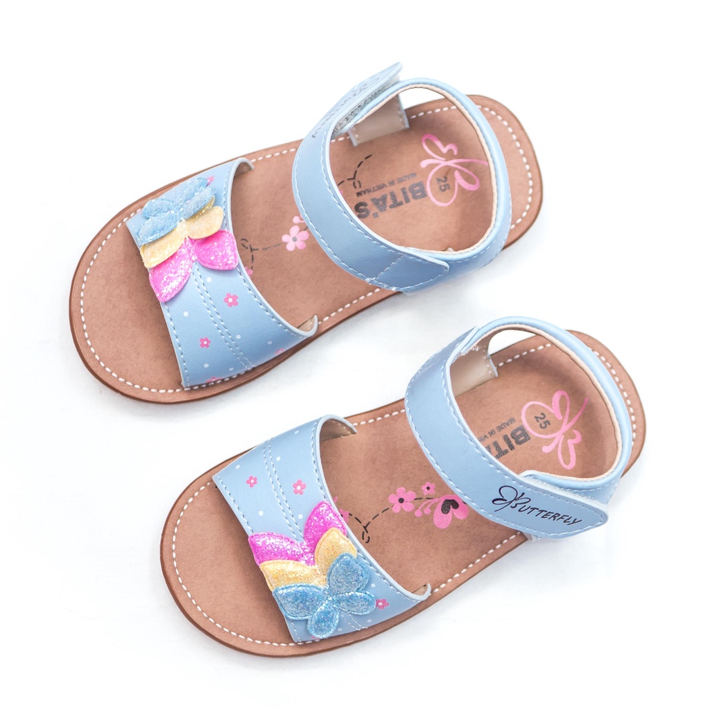 GIÀY DÉP SANDAL QUAI HẬU ĐẾ BẰNG HỌC SINH BÉ GÁI BITA'S SOB.273 (HỒNG + TRẮNG + XANH BIỂN) - BITAS