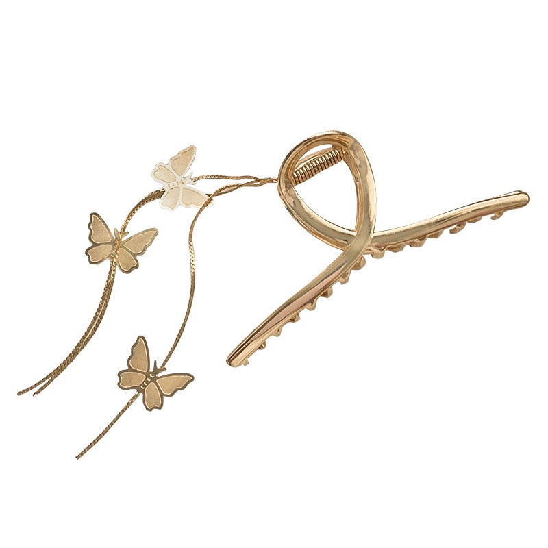 Kẹp tóc bằng kim loại hình bướm đính pha lê sang trọng