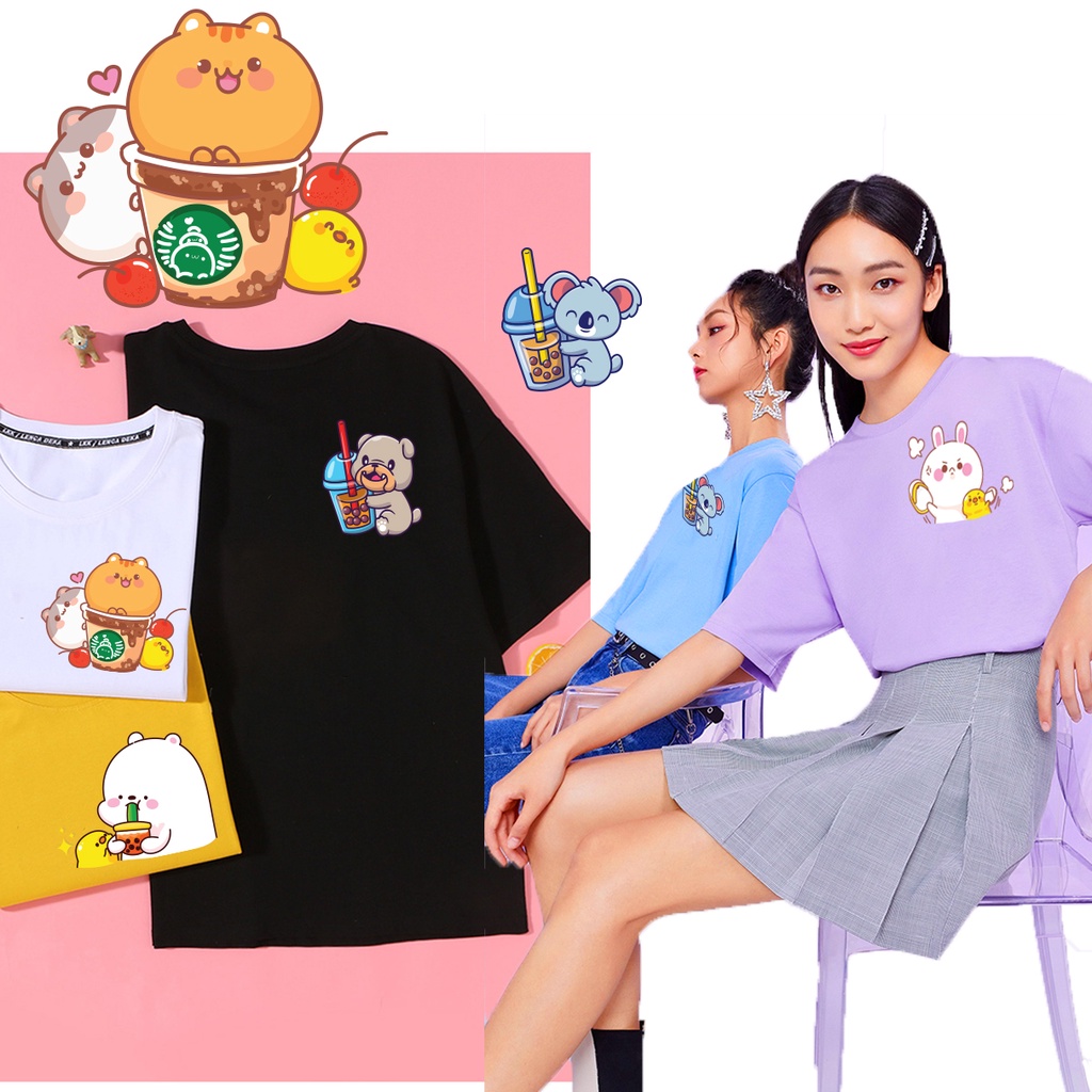 Áo Thun Cotton Cute Unisex Nam Nữ Dễ Thương giá rẻ