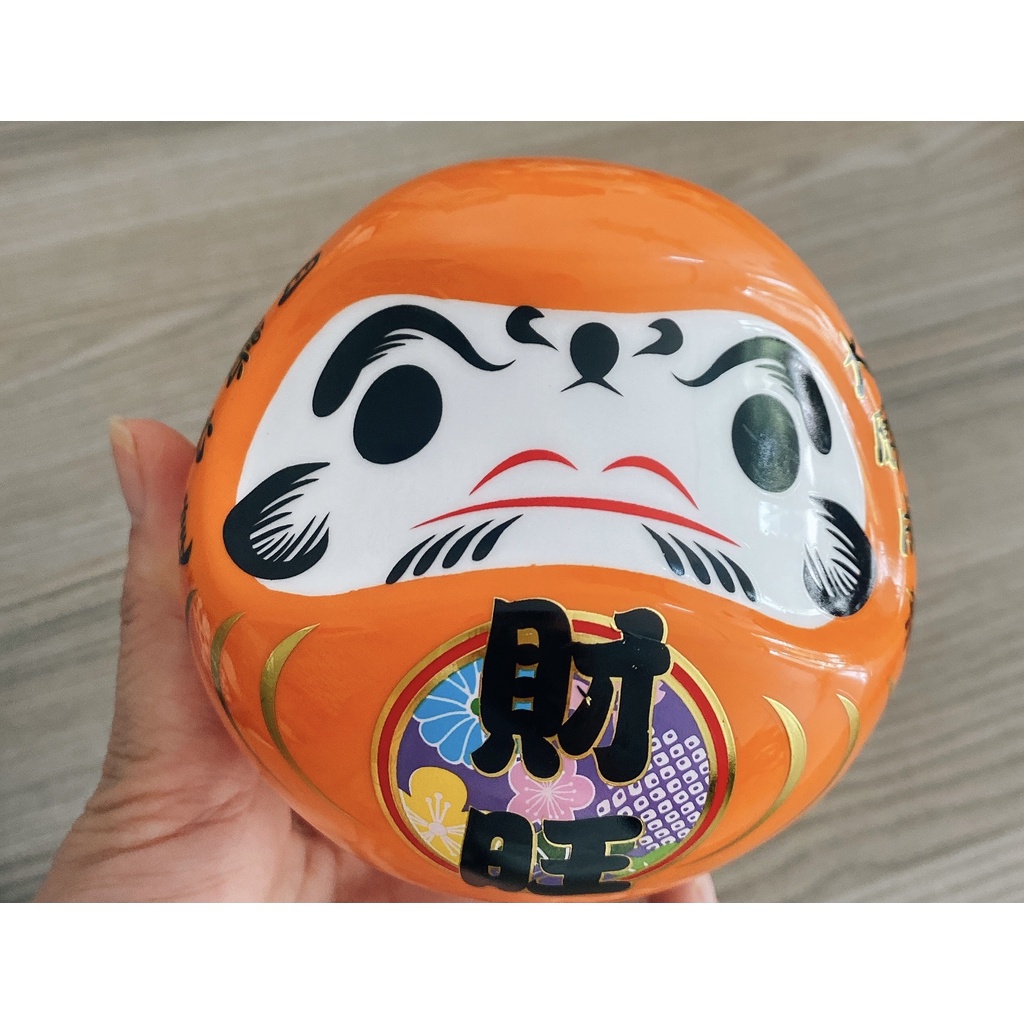 THẦN TÀI Daruma may mắn Nhật Bản GỐM SỨ KÈM HỘP QUÀ TẶNG + ĐỆM ĐỎ