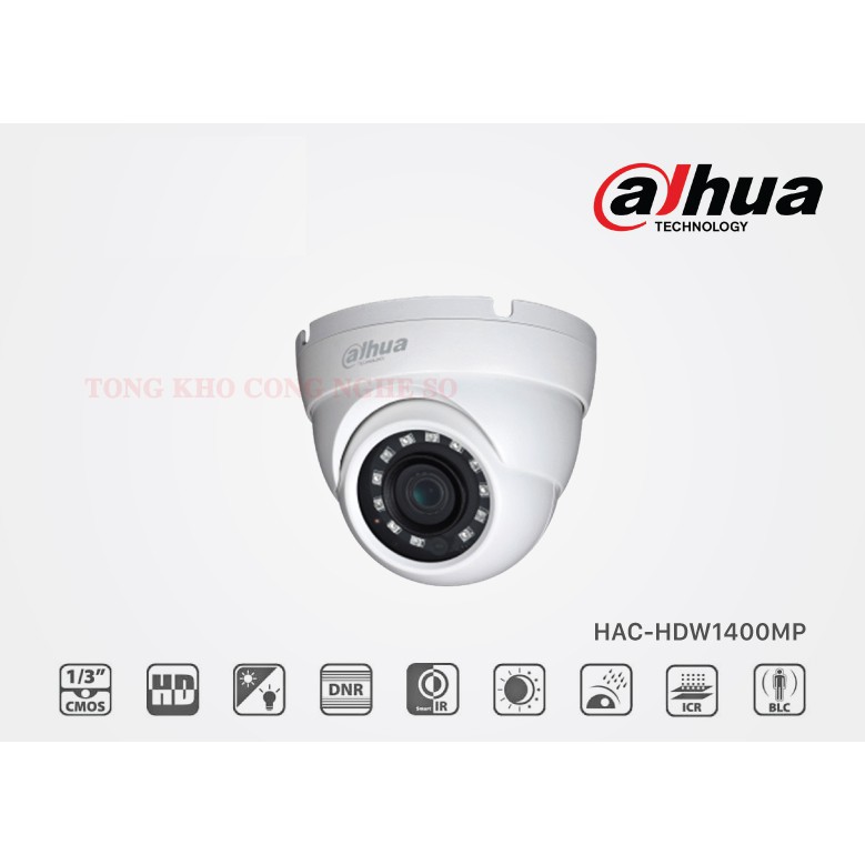 {Giá Hủy Diệt} Camera Dome HDCVI hồng ngoại 4.0 Megapixel DAHUA HAC-HDW1400MP - HÀNG CHÍNH HÃNG .