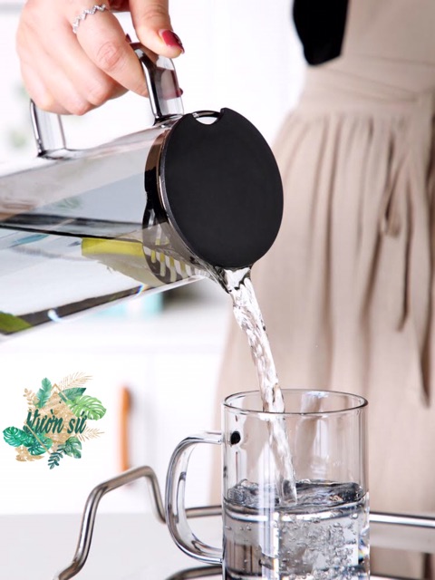 Bình nước thuỷ tinh chịu nhiệt Soda Lime kèm khay cao cấp - VS63