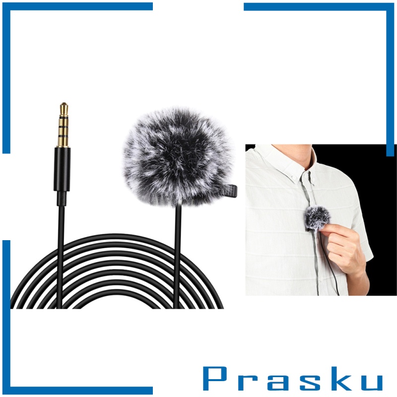 [PRASKU]Clip-on Lapel Mini Lavalier Mic Microphone For Phone 3.5mm Jack 1.5M