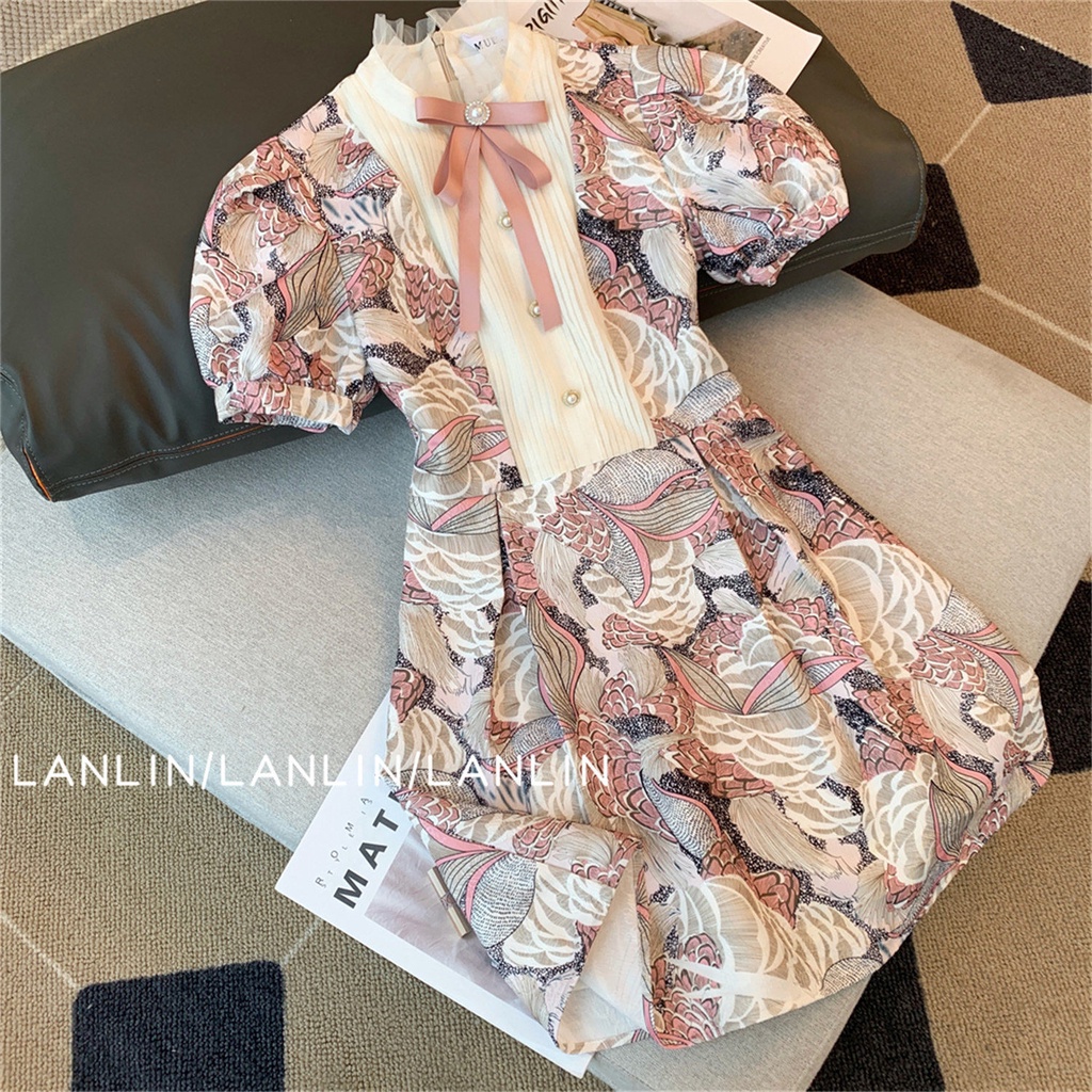 Fairy style A-shaped dress A-shaped dress in summer French retro design feel the waist shows the new trend of skinny dress