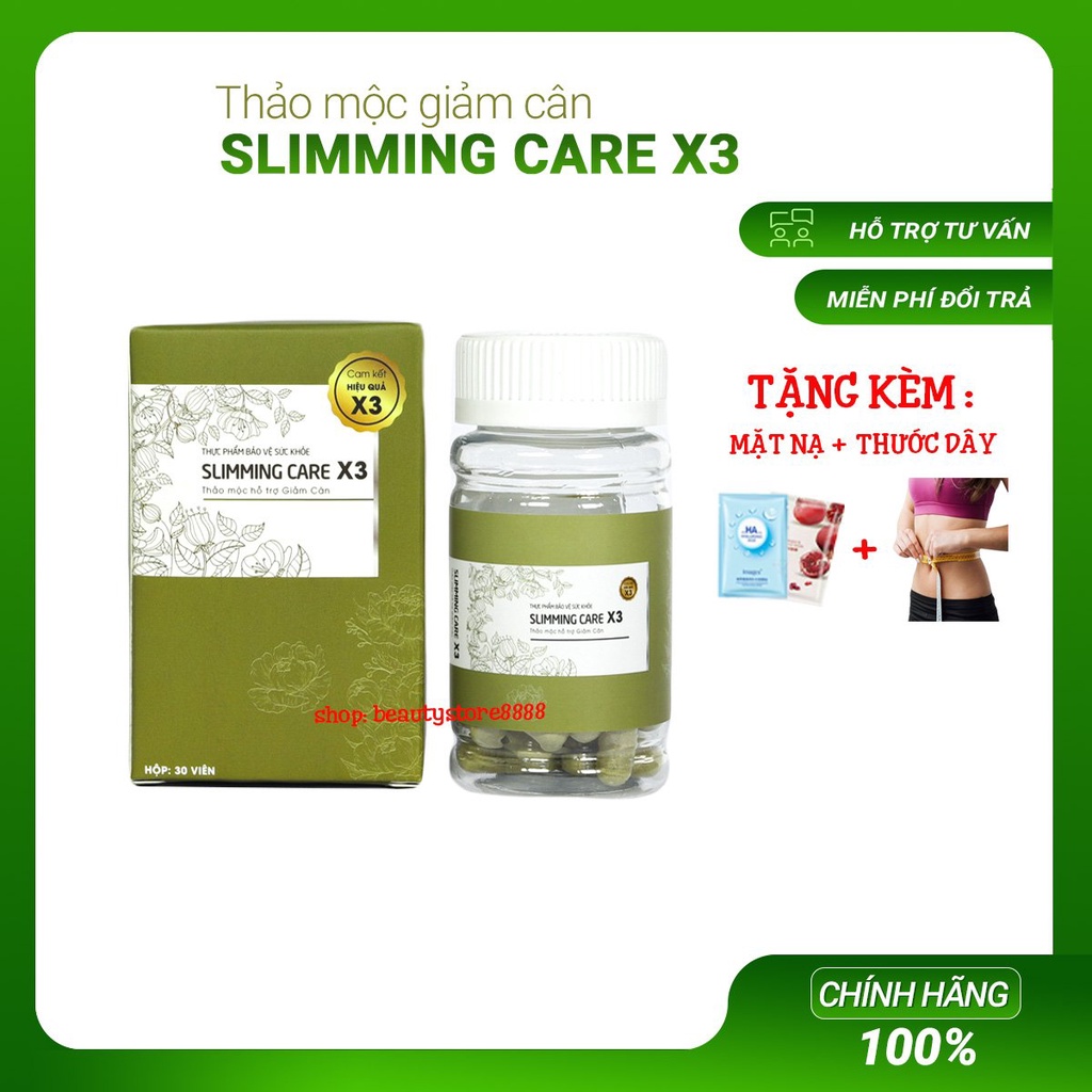 [Tặng Viên Rau Củ] Viên uống thảo mộc Slimming Care X3, hỗ trợ giảm cân, an toàn tuyệt đối 30 viên
