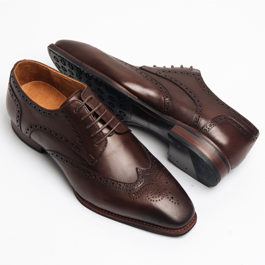 Giày Tây Cao Cấp WINGTIP DERBY BROGUES - Da Bò Ý Lót Trong Da Bò Mộc - Thương hiệu Be Classy