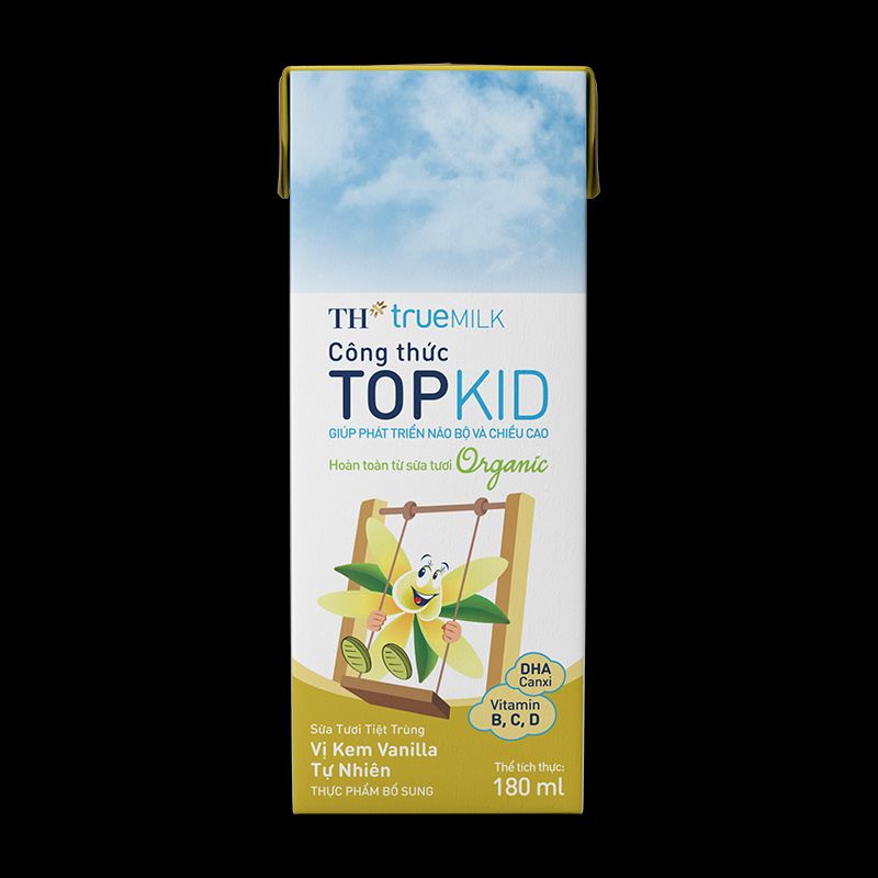 Sữa tươi tiệt trùng TH Topkid Organic lốc 5 hộp x 180ml