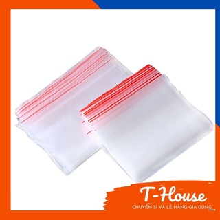 Túi zip chỉ đỏ nhiều khích thước - Túi zip chỉ đỏ loại dày gói 100gm