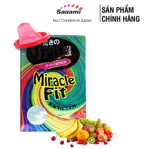 [CHÍNH HÃNG 100%] Bao Cao Su Sagami Miracle Fit hình 3D,(10 bao), Nhật Bản, Siêu mỏng_Lằn thắt 6 vòng_Độc đáo mới lạ