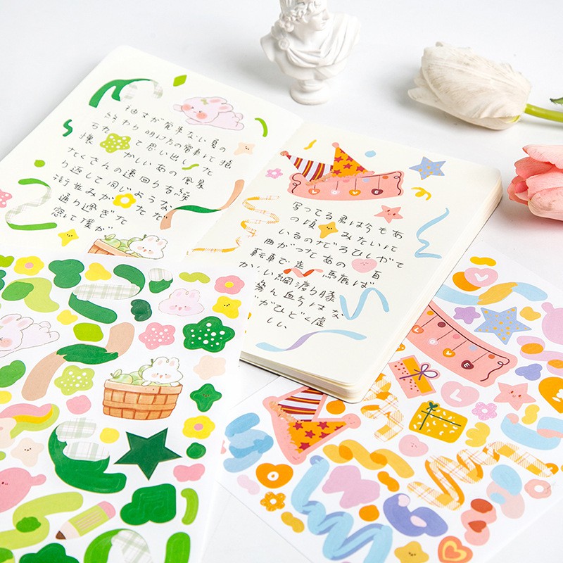 Sticker confetti Tấm hình dán Colorful ribbon trang trí album polcos | BST089