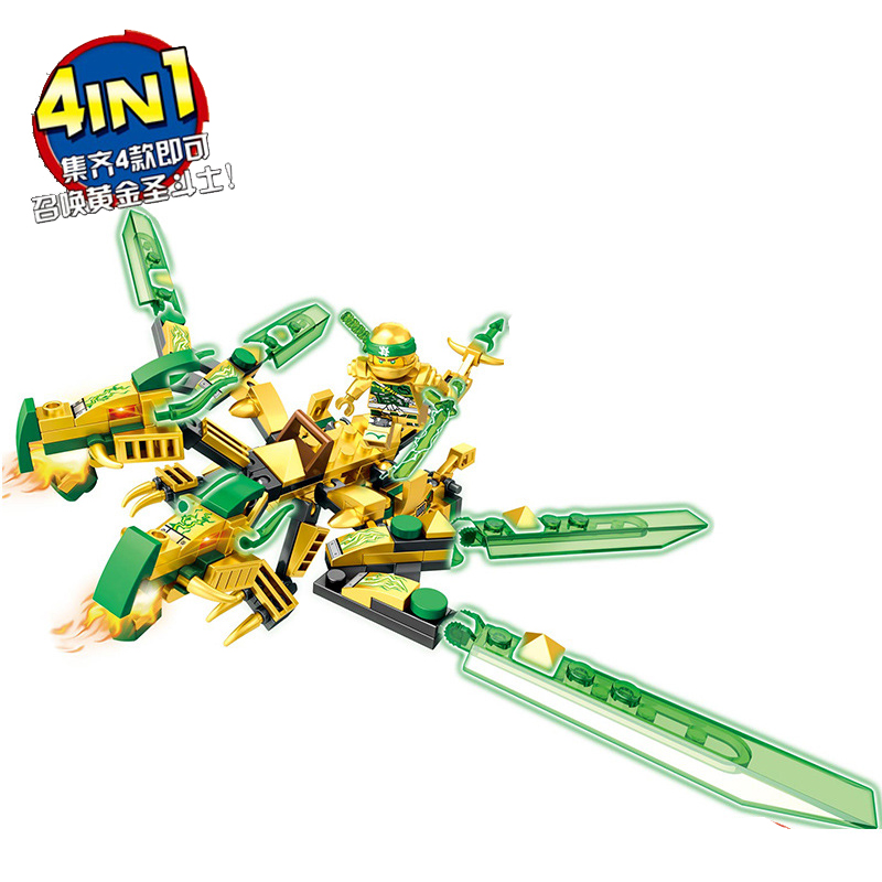 4in1 727pcs Lego Ninjago Set Vàng Saint Seiya Trẻ em Lắp ráp Khối xây dựng Quà tặng