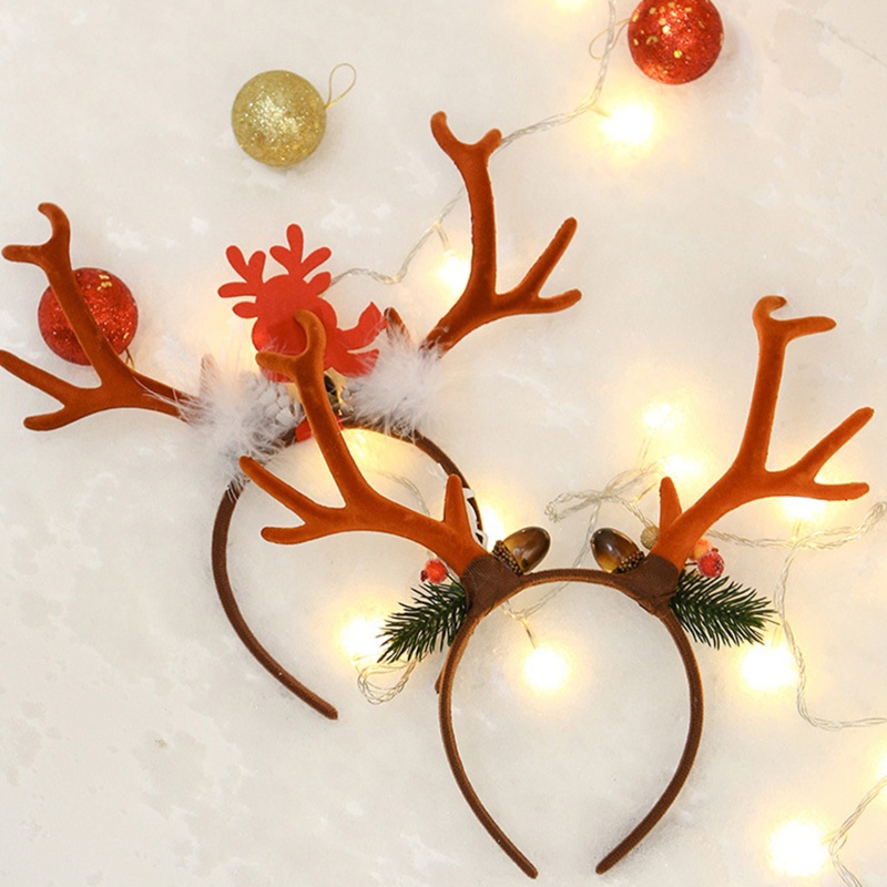 Băng Đô Cài Tóc Hình Sừng Tuần Lộc Bằng Acrylic Dễ Thương Cho Nữ