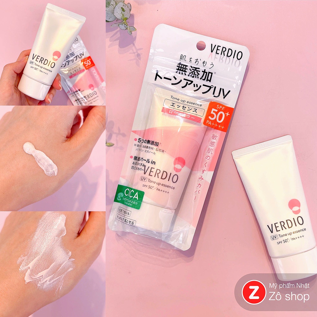 Kem Chống Nắng Verdio Nâng Tone Sáng Hồng Verdio UV Tone Up Essence SPF 50+ PA++++ (50g)