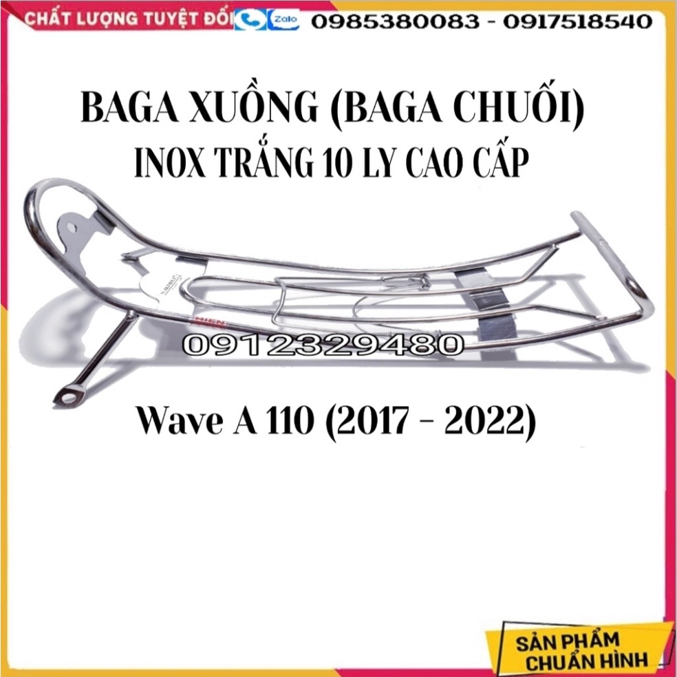 BaGa Xuồng  Inox 304, Sơn Đen, Xi Màu TiTan Mẫu Spark Kèm Móc Treo Đồ Lắp Cho Dòng Wave A 110