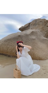 Váy dáng dài thắt nơ eo