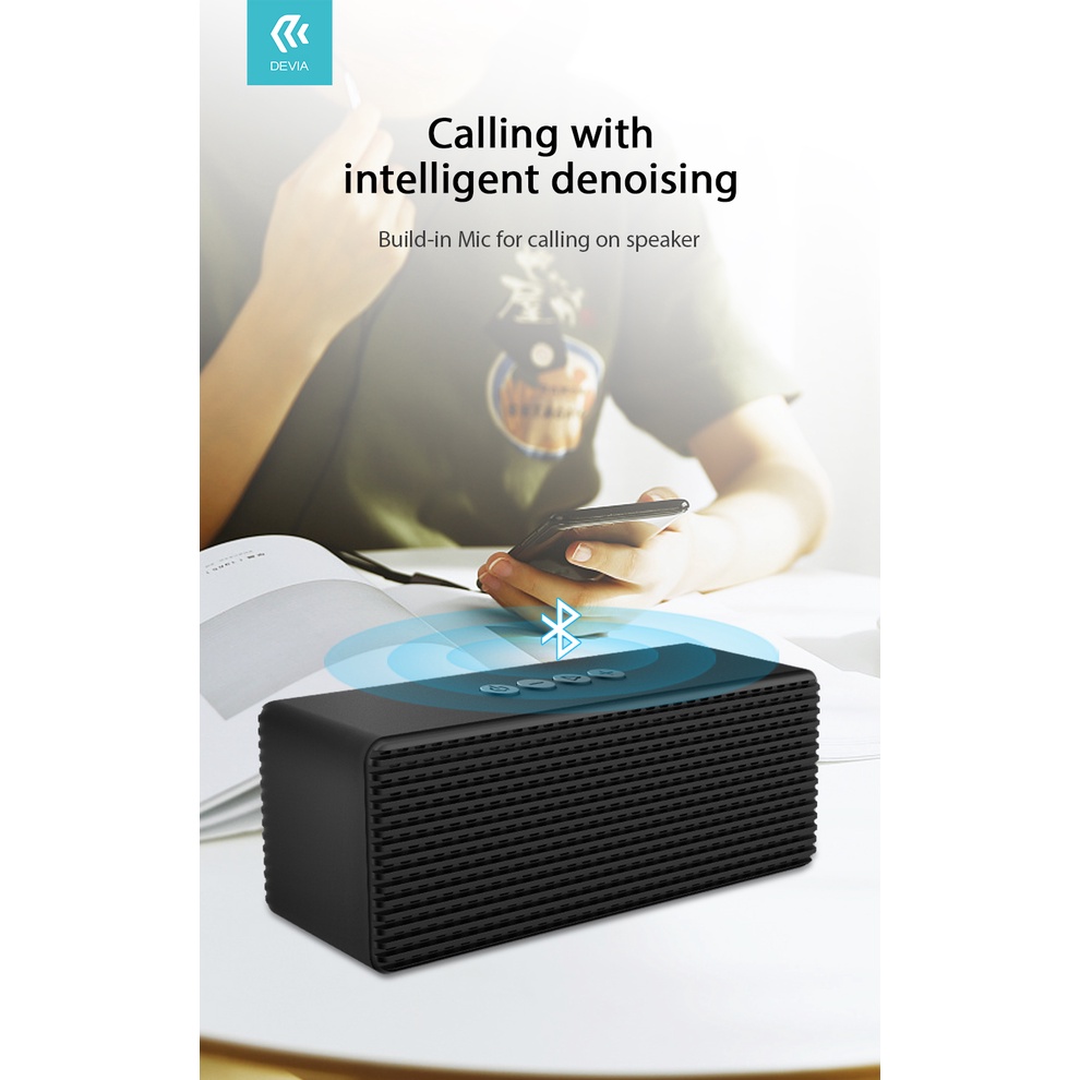 Loa không dây bluetooth DEVIA life style nghe nhạc 8h liên tục, có mic hỗ trợ cuộc gọi hàng chính hãng bảo hành 1 năm