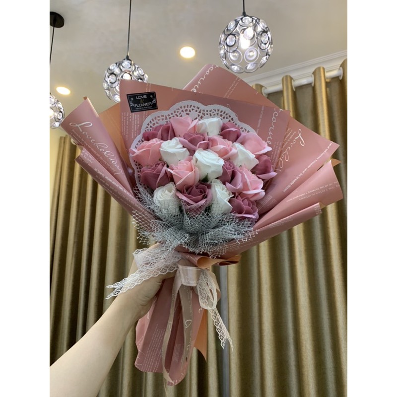 bó hoa 20 bông hồng mix