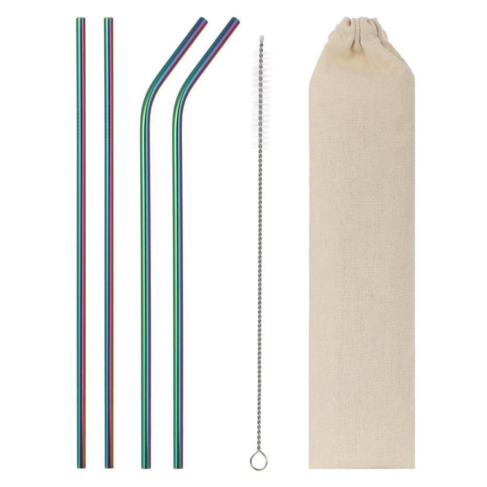 Set 4 / 6 / 8 Ống Hút Cong Bằng Kim Loại Tiện Dụng Cho Nhà Bếp / Quán Bar