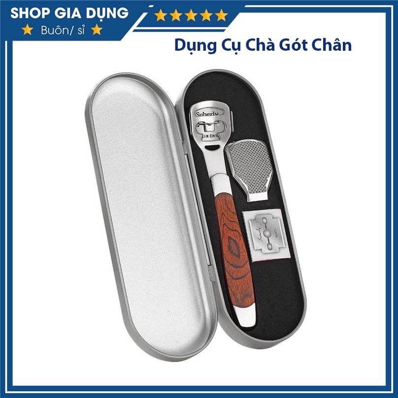 Dụng cụ chà gót chân tẩy da chết kèm 10 lưỡi dao cạo