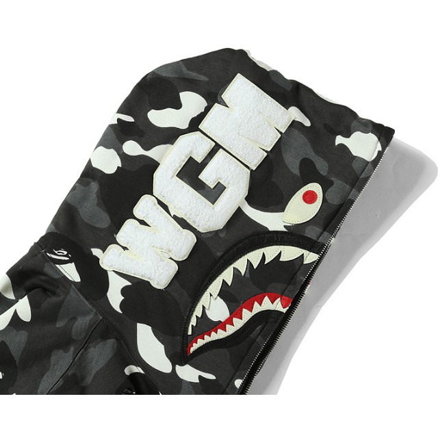 New A Bathing Ape Bape WGM Shark Camouflage Hoodie Sweater Men Women Casual Jacket Luminous