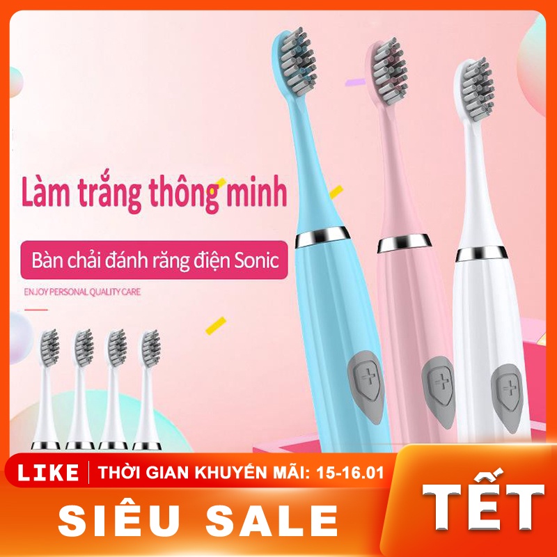 【Miễn phí 7 đầu bàn chải đánh răng mới】Bàn chải đánh răng điện thông minh dành cho người lớn không thấm nước mềm [E802]