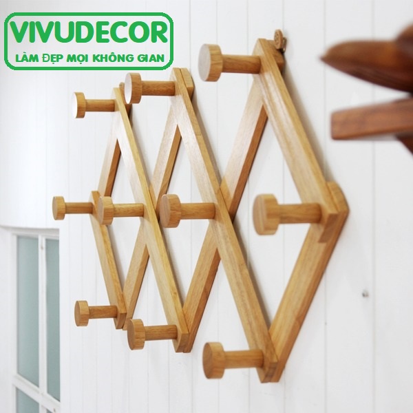 Móc treo tường Vivudecor 10 nhánh - Móc treo quần áo biến hình phù hợp với mọi không gian, móc xếp không cần khoan