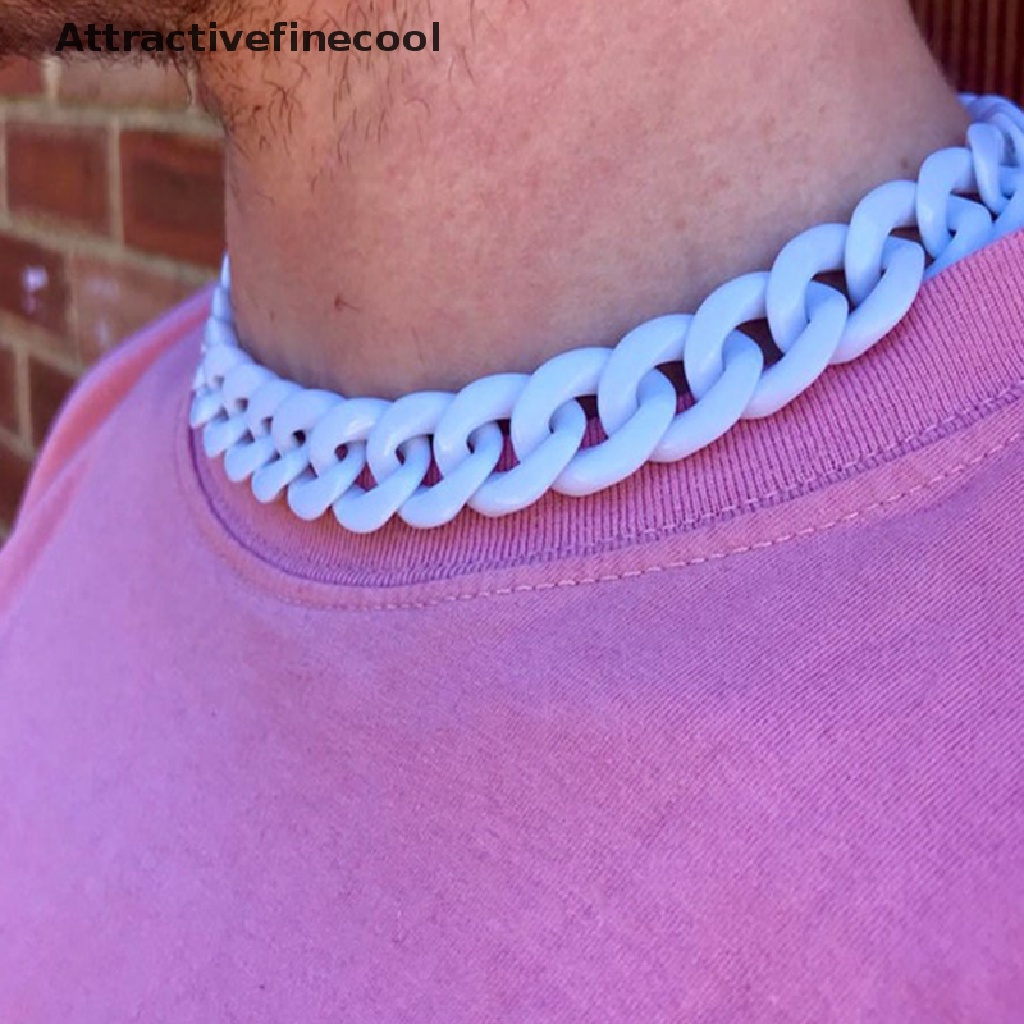 Vòng cổ Choker Bằng Acrylic Siêu Dày Màu Trắng Cho Nam Và Nữ