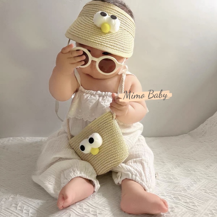 Túi cói đeo chéo họa tiết mắt chim dễ thương cho bé gái TC08 Mimo Baby