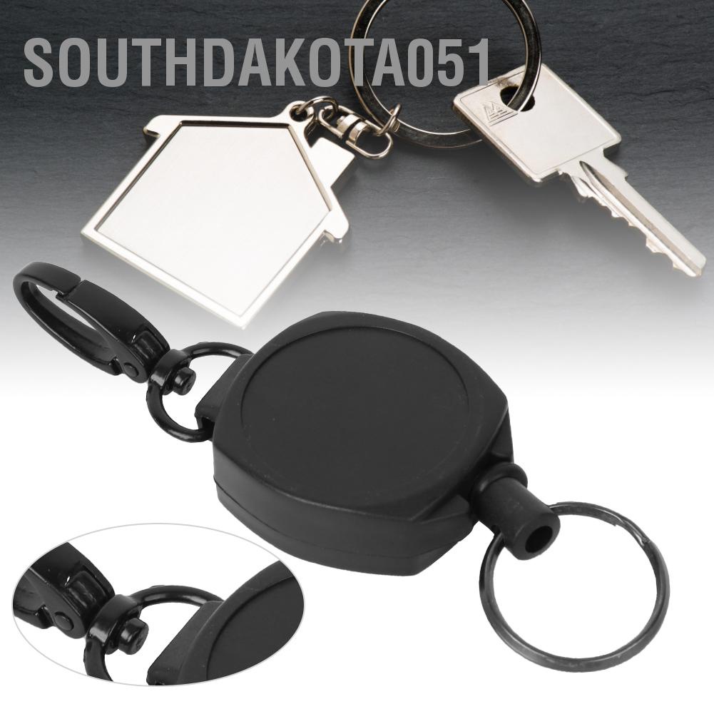 Southdakota051 Portable Stretchable Anti-Lost Anti-Theft Rebound Keychain Key Ring Black