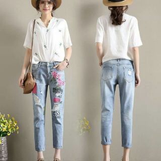 Quần jeans họa tiết độc lạ