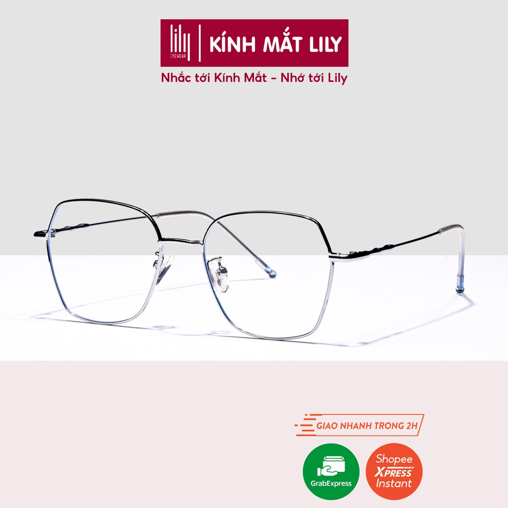 Gọng kính cận nữ Lilyeyewear mắt kính vuông to chất liệu kim loại thanh mảnh màu sắc thời trang 6896