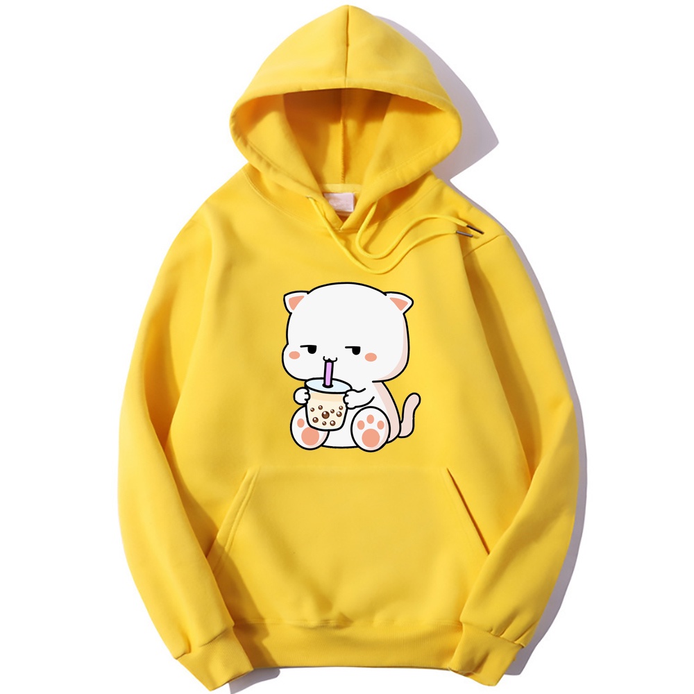 Áo Hoodie Cổ Tròn In Hình Mèo Dễ Thương Phong Cách Harajuku Cho Nữ