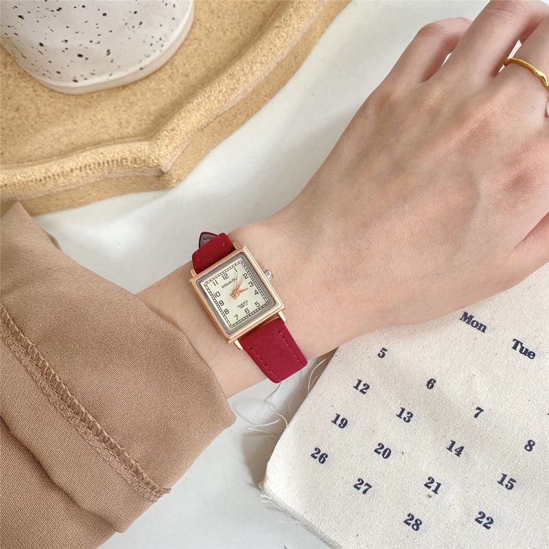 Đồng hồ nữ dây da chính hãng đẹp giá rẻ thời trang mặt vuông Hàn Quốc cao cấp chống nước chống xước nhỏ sang Doukou DH1 | BigBuy360 - bigbuy360.vn