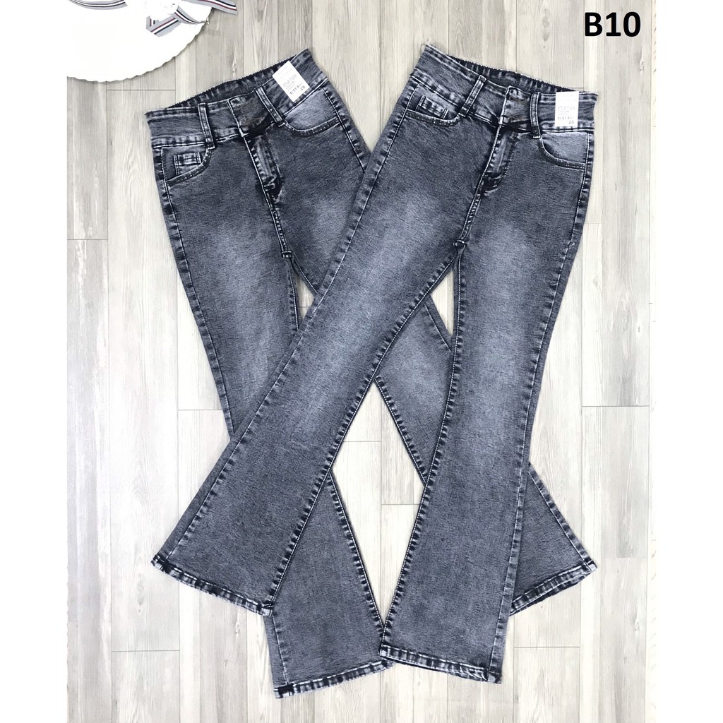 Quần jean nữ loe lưng cao chất jean đẹp co giãn B10