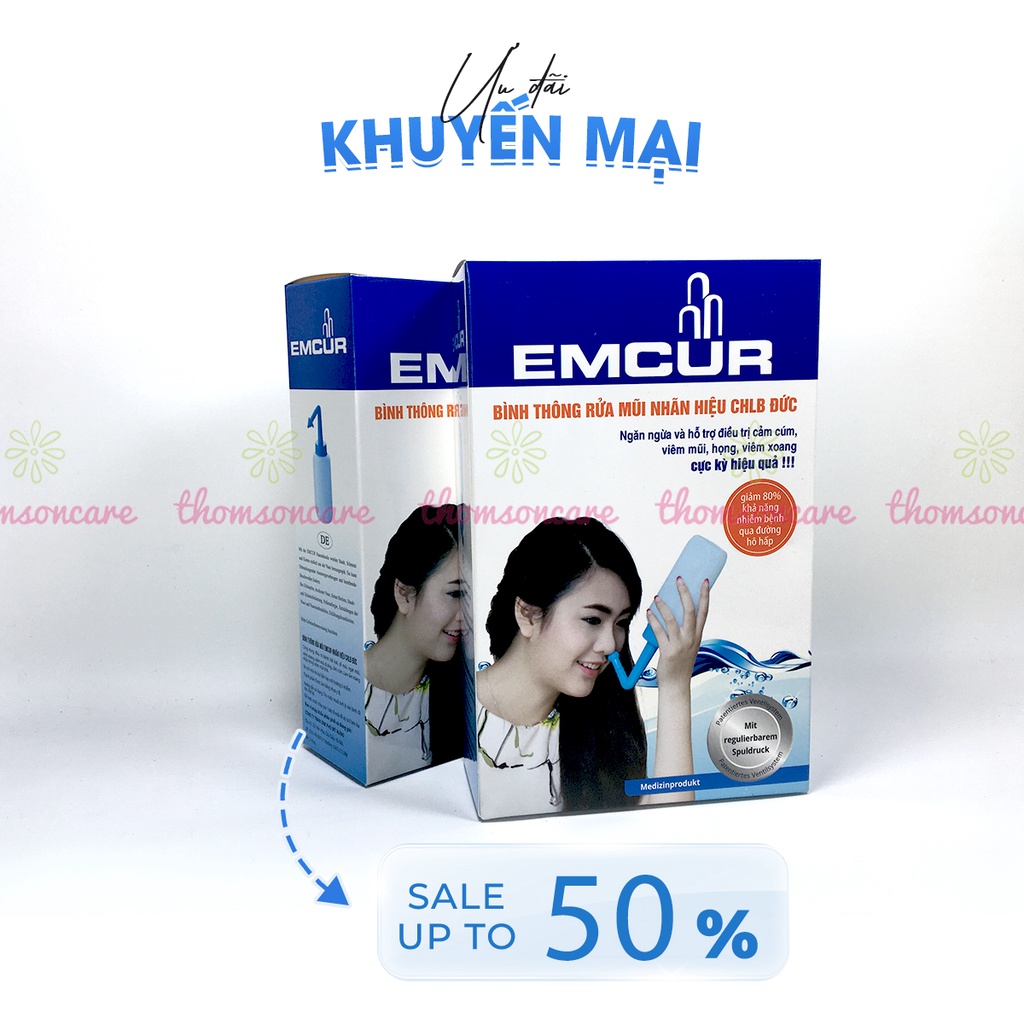 Bình rửa mũi Emcur vệ sinh thông mũi xoang, công nghệ Đức dùng được cho cả trẻ em và người lớn