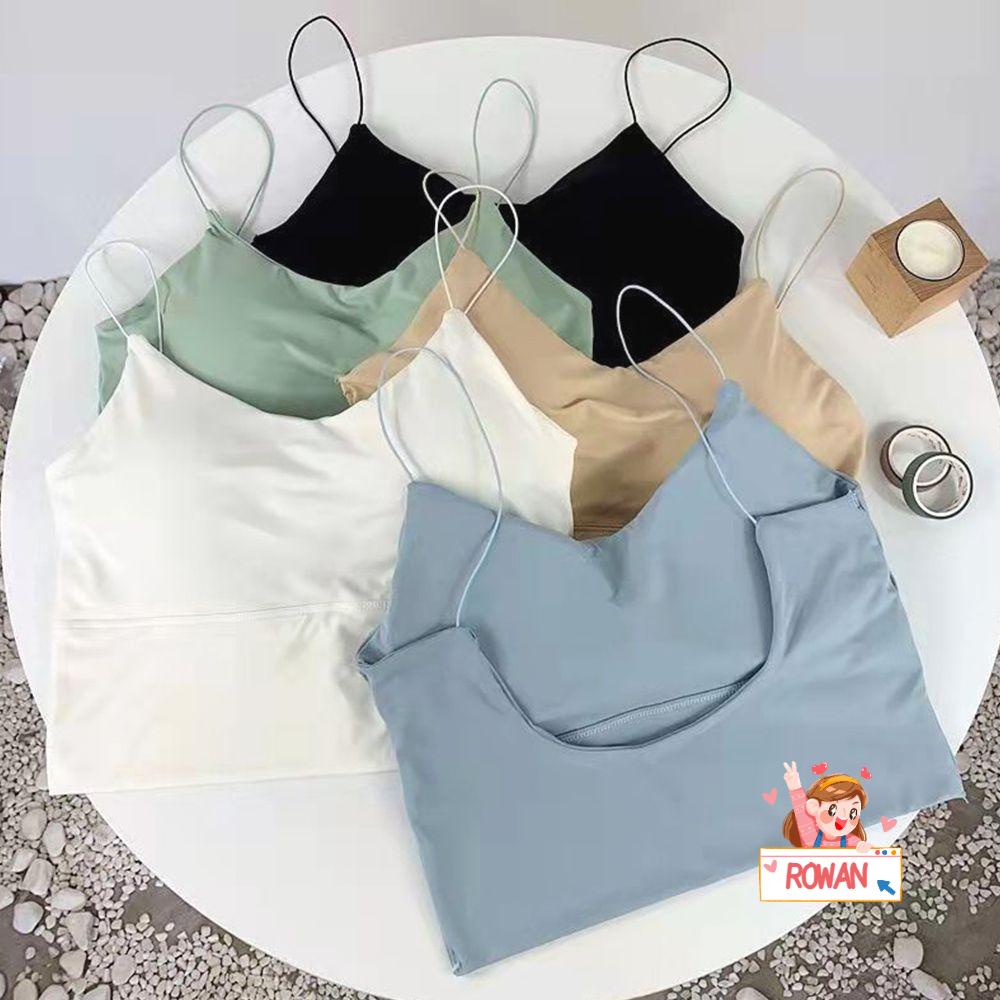 Áo Croptop Hai Dây Màu Sắc Trơn Thoáng Khí Có Mút Đệm Tiện Dụng
