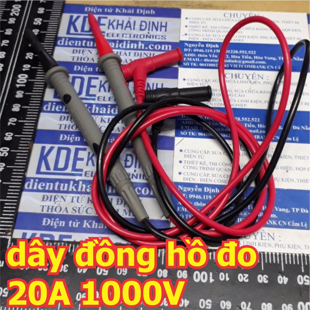 DÂY TÍN HIỆU que đo ĐỒNG HỒ VẠN NĂNG 1 đen 1 đỏ DÒNG 10A/ 20A 1000V kde3591