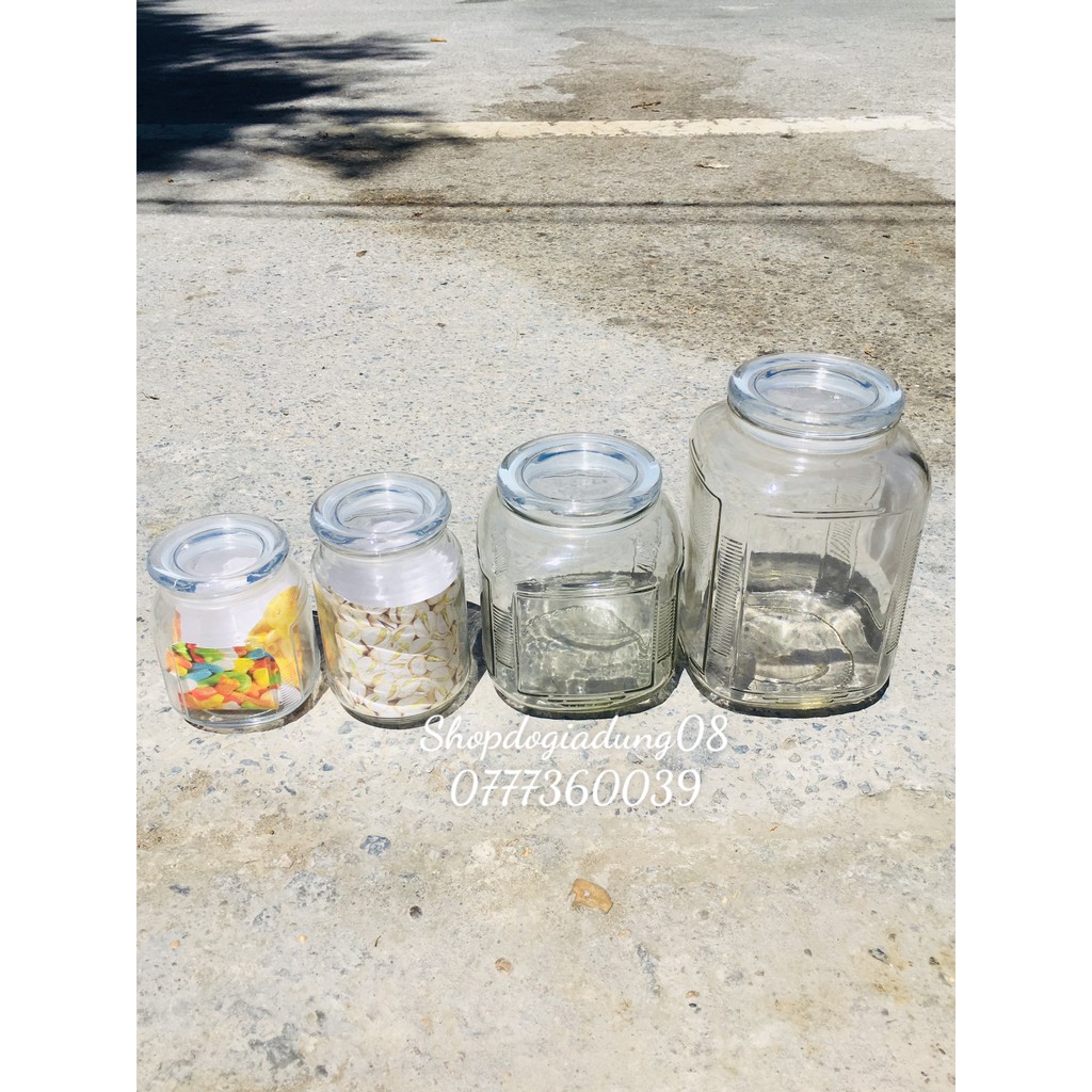HŨ - LỌ THỦY TINH CÓ GIOĂNG CAO SU NGÂM HOA THỰC PHẨM ĐỒ KHÔ ĐA NĂNG