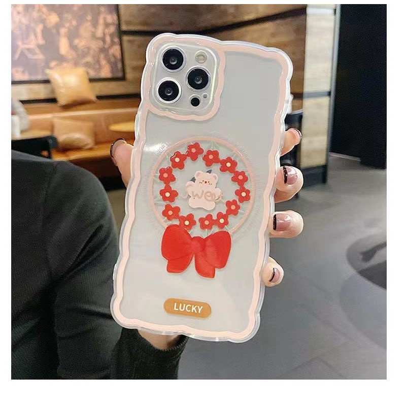 Ốp Điện Thoại Trong Suốt In Hình Gấu Và Hoa Cho IPhone 13/12 Pro Max/11/ XS/ XR/ X/ 8/ 7/ 6/ Plus Mini