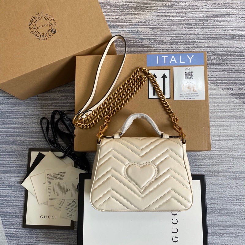 Túi xách Gucci Marmont cao cấp vân v màu trắng size 21cm