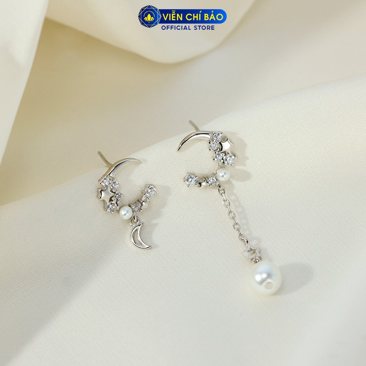 Bông tai bạc nữ Trăng sao lấp lánh chất liệu bạc 925 thời trang phụ kiện trang sức nữ thương hiệu Viễn Chí Bảo B400047