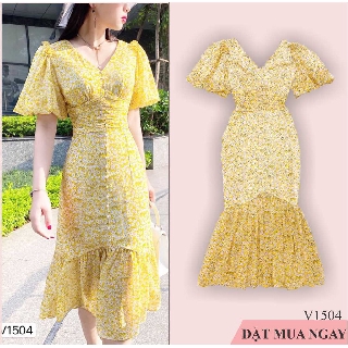 Váy vàng hoa cúc trăng đuôi cá V1504 - Mặc đi biển - Mặc đi chơi - Mặc dạo phố