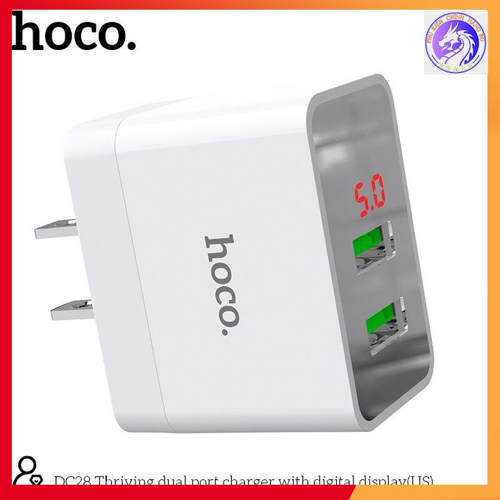 Cóc Sạc Nhanh 2 Cổng 5.0A Hoco DC28 Hàng Chính Hãng, Bảo Hành 12 Tháng