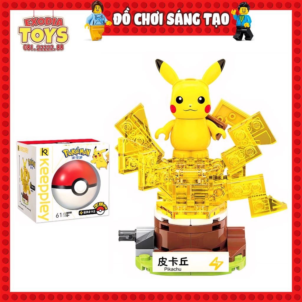 Xếp hình Pokemon GO BrickHeadz Pikachu (tặng kèm Pokeball) - Đồ Chơi Lắp Ghép Sáng Tạo - Keeppley B0