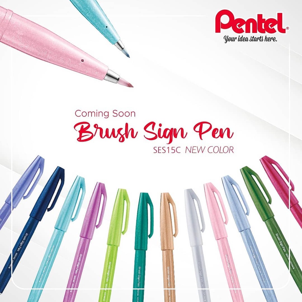 | TẶNG SỔ VIẾT THƯ PHÁP | Bút Viết Thư Pháp Calligraphy Pentel Brush Sign Pen SES15C | 12 Màu Cơ Bản và 12 Màu Pastel