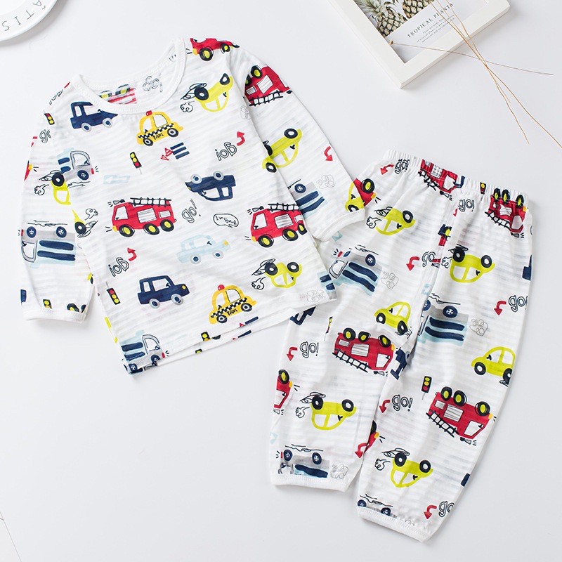Đồ Bộ Dài Tay, Bộ Cotton Sợi Tre Dài Tay size 73-110