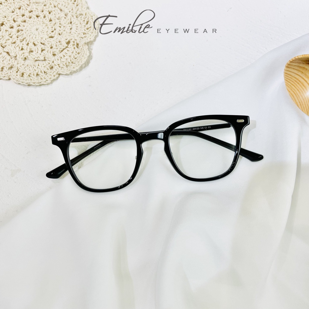 Gọng kính vuông nam nữ nhựa mảnh nhẹ cao cấp Kính mắt Emilie phụ kiện thời trang TR21151
