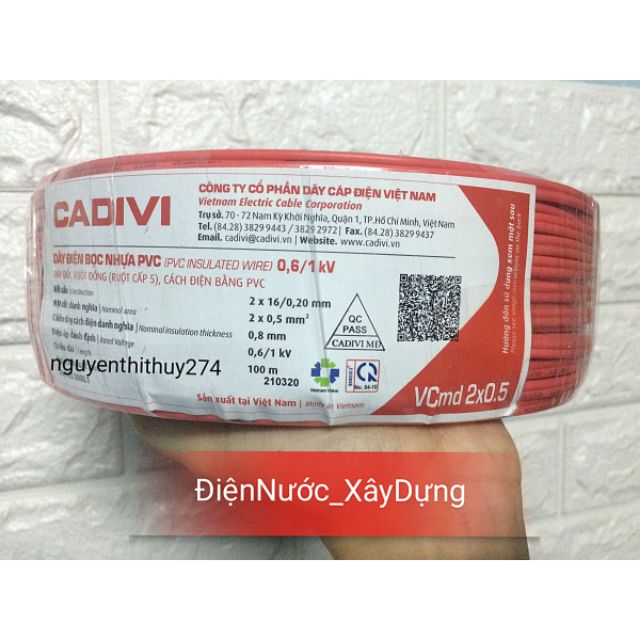 [BÁN LẺ ] Dây điện đôi Cadivi 2x0.5 , 2x0.75, 2x1.5