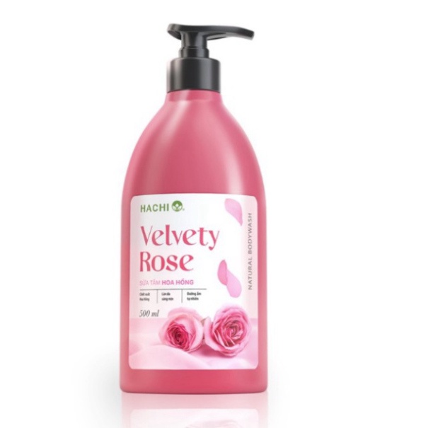 Sữa Tắm Chiết Xuất Hoa Hồng VELVETY ROSE- HACHI 500ML, 800ml [Chính Hãng] Sữa Tắm Hachi hoa hồng giúp da trắng sáng | BigBuy360 - bigbuy360.vn