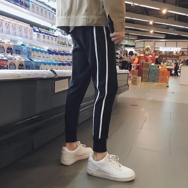 Quần jogger/quần thể thao/tập gym/dã ngoại 2 sọc bo nam nữ free size 40-95kg